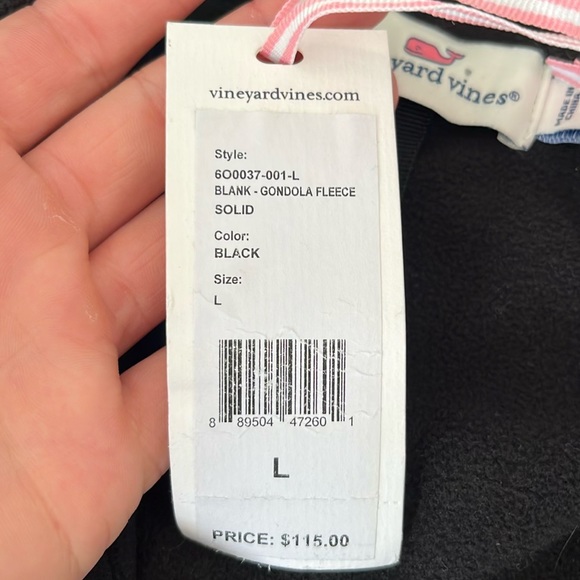 Vineyard Vines black fleece quarter zip. Super soft material! - Picture 2 of 3